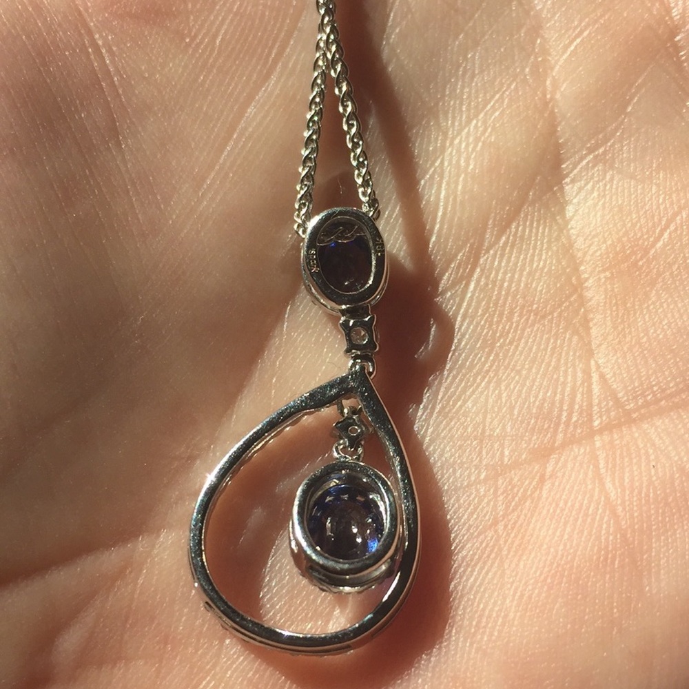 Spark 18k diamond and sapphire necklace -RARE- - Picture 5 of 13